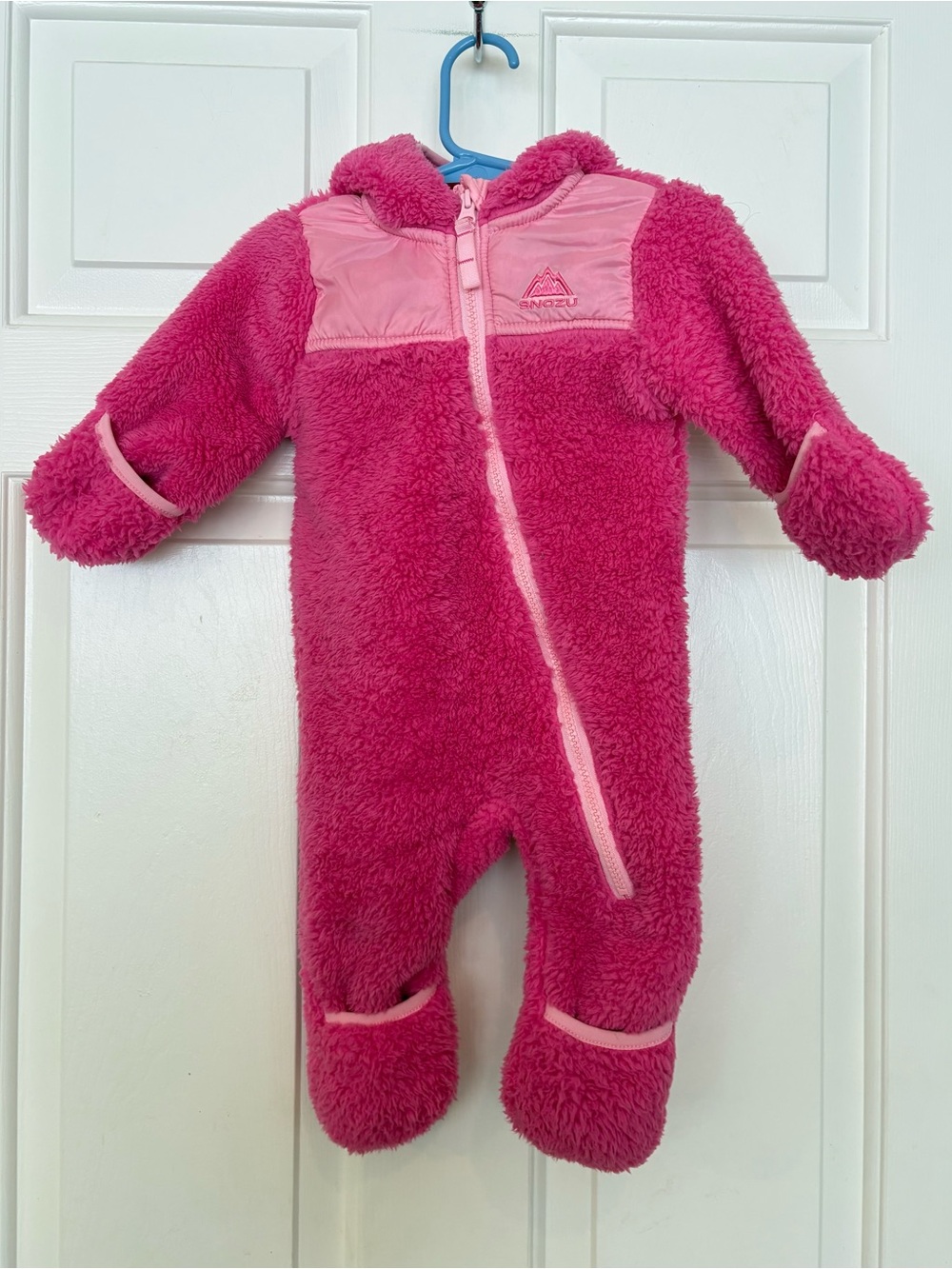 Snozu Pink Sherpa Hooded Snowsuit Baby Girls' Size 3/6M